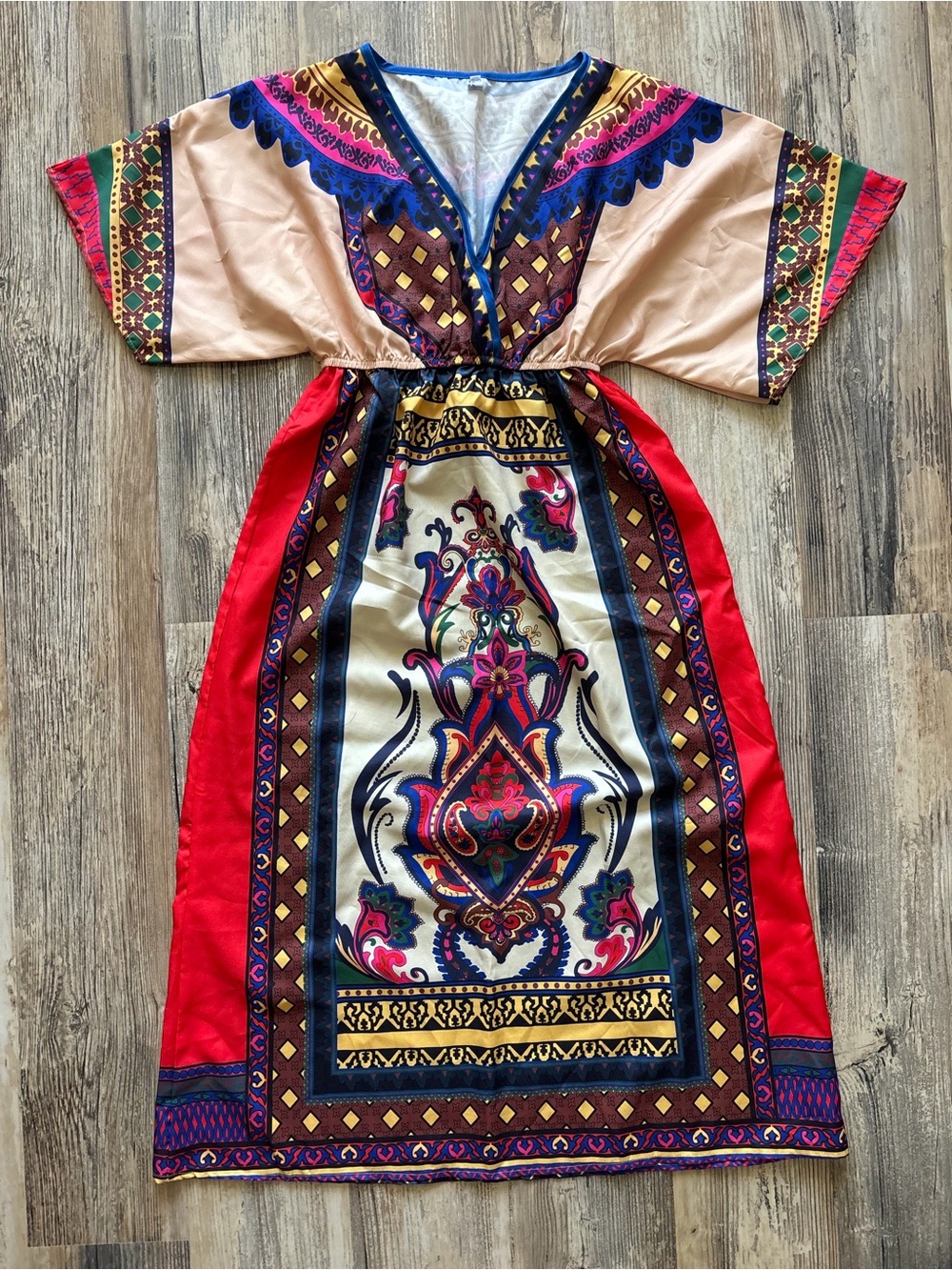 Vibrant Multi-Color Printed Kaftan Dress
